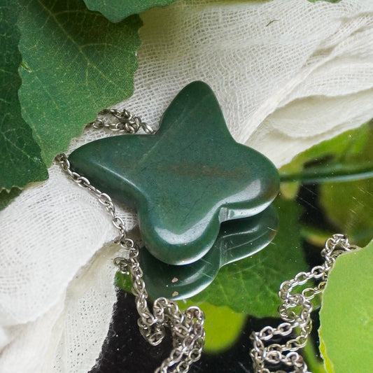 Real Green Jade Crystal Butterfly Pendant