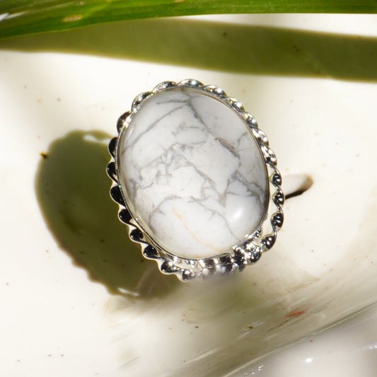 Real Howlite Crystal Ring