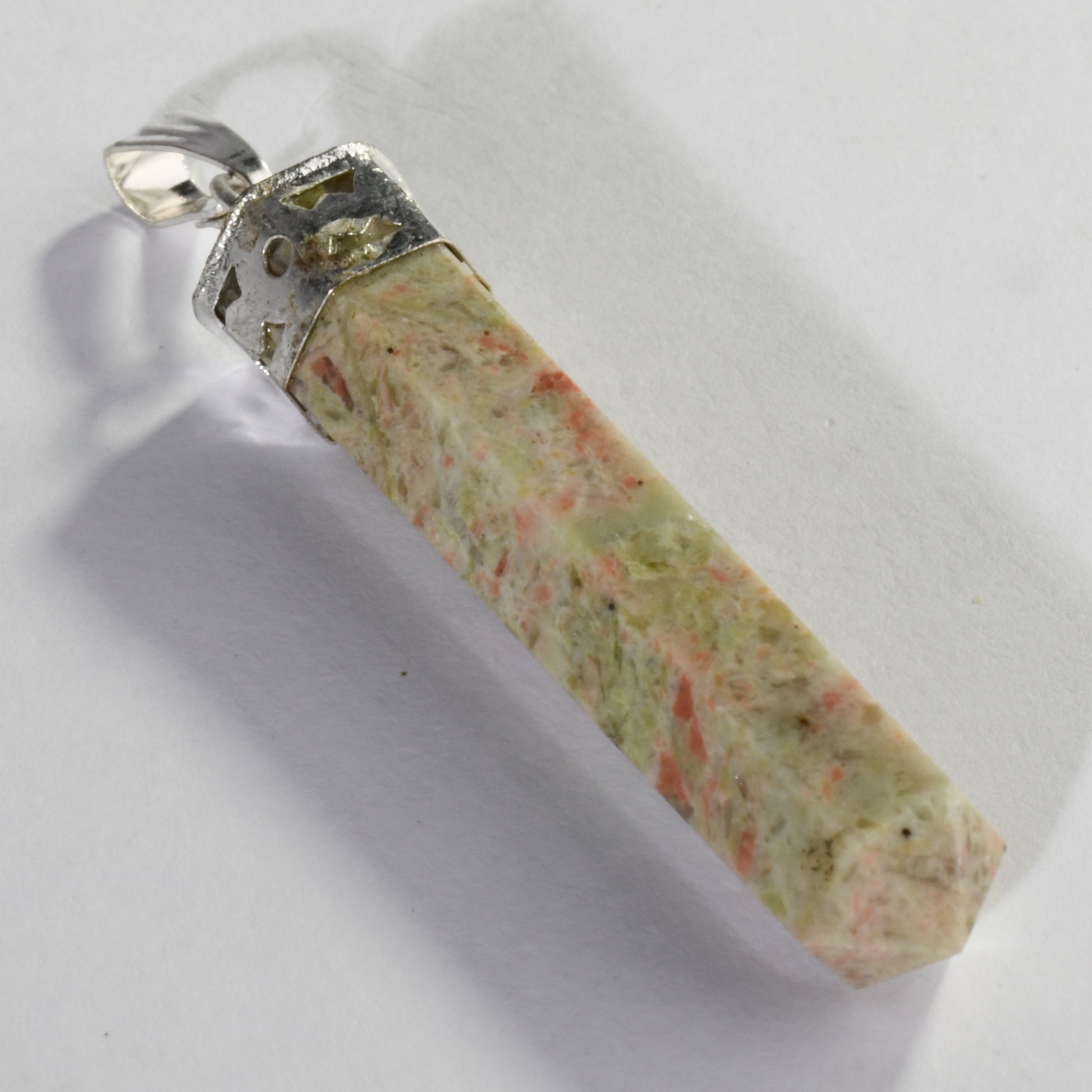 Real Unakite Crystal and Stone Necklace Point Pendant Jewellery