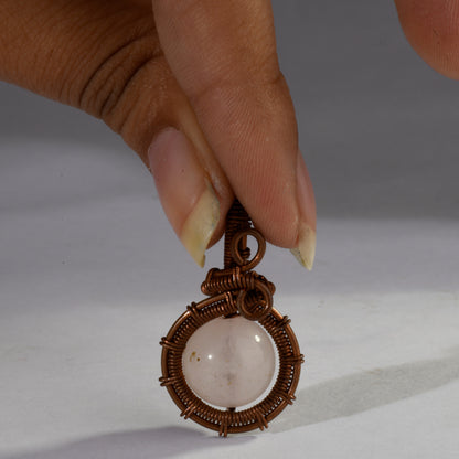 Real Rose Quartz Crystal and Stone Vintage Necklace Wire Pendant Jewellery