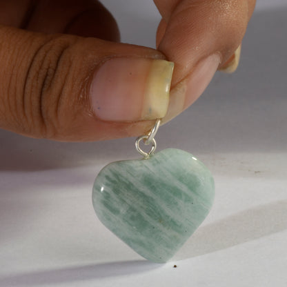 Real Amazonite Mini Crystal and Stone Necklace Heart Shaped Pendant Jewellery