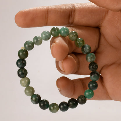 Real Emerald Crystal and Stone Bead Bracelet Jewellery 8mm