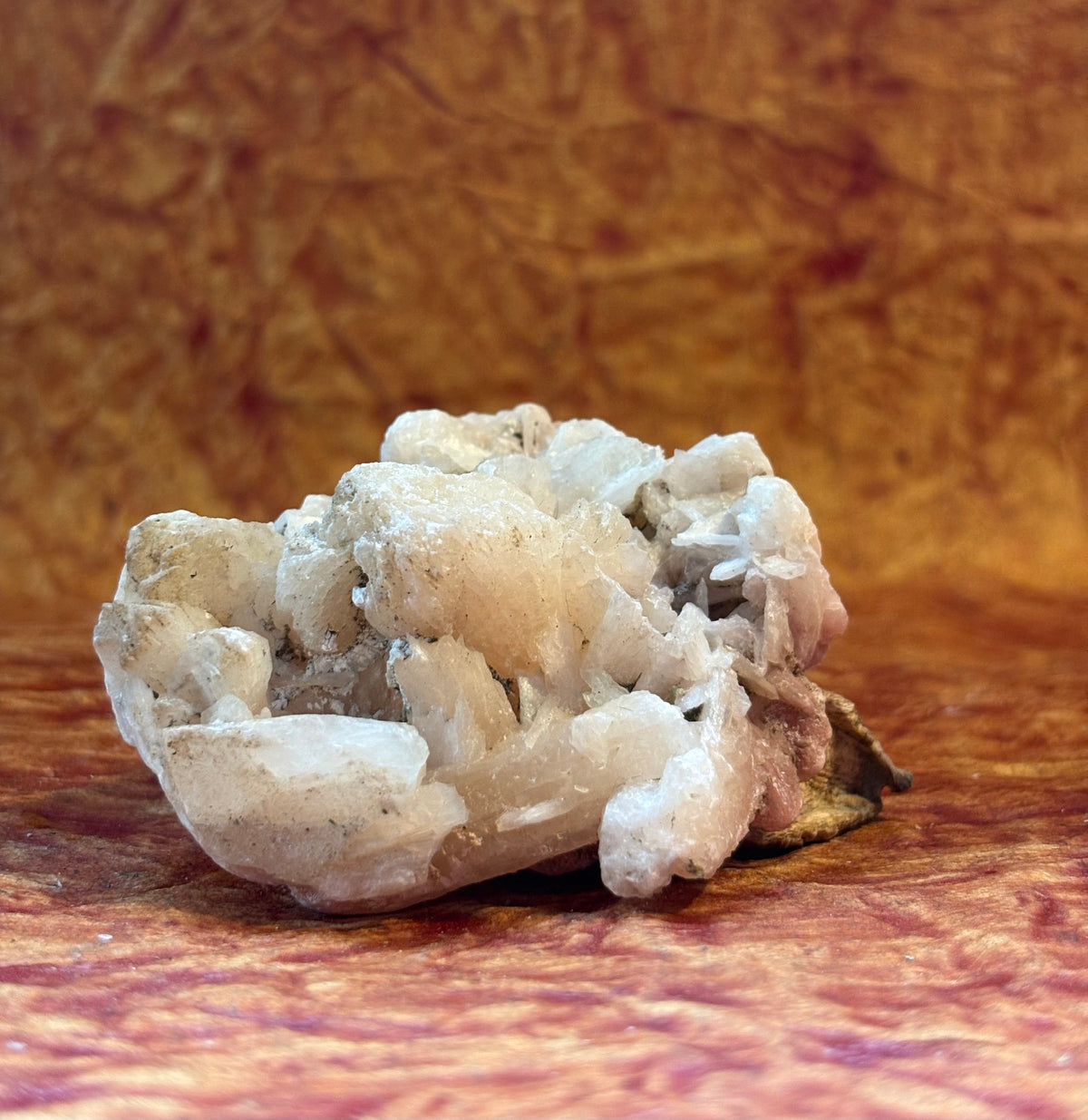 Natural Stilbite with Pink Apophyllite crystal geode