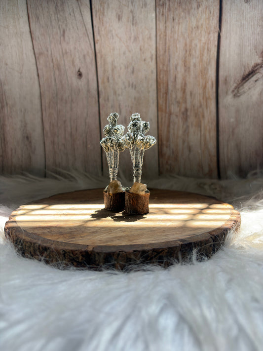 Pyrite crystal tree with raw citrine for wealth abundance and positive energy decor