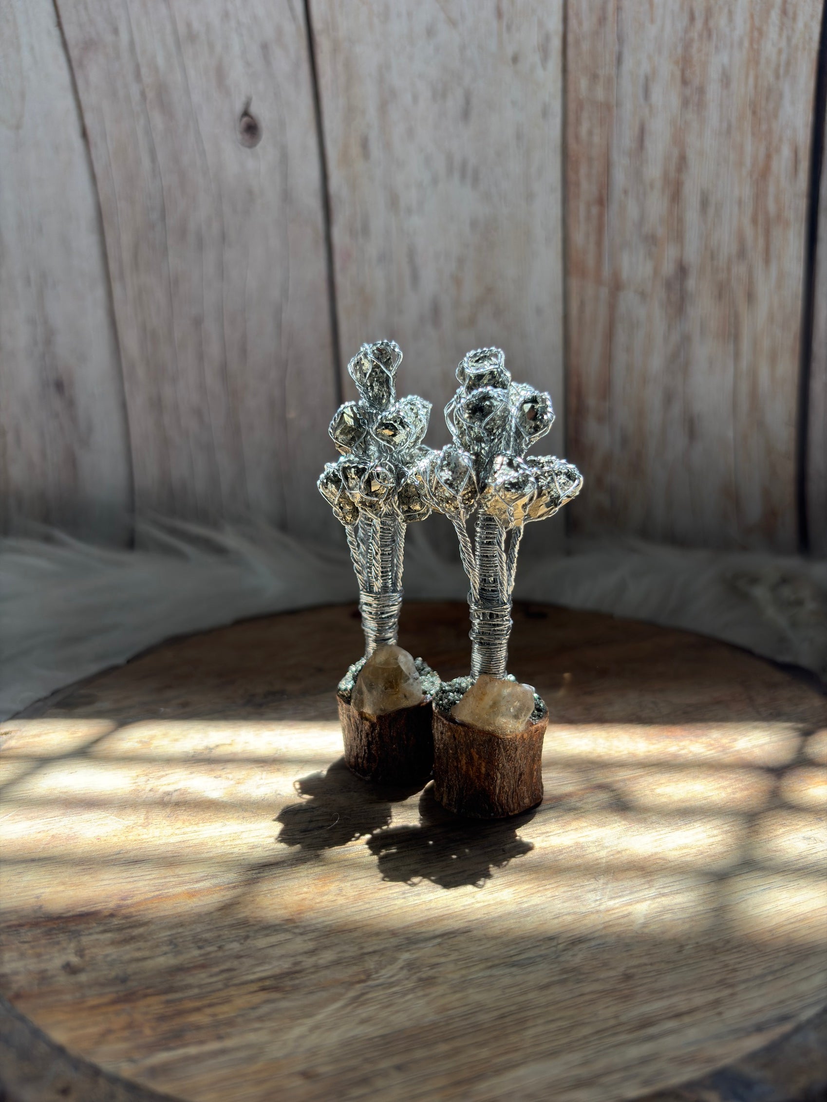 Handcrafted pyrite and citrine crystal tree decorative showpiece for home and office