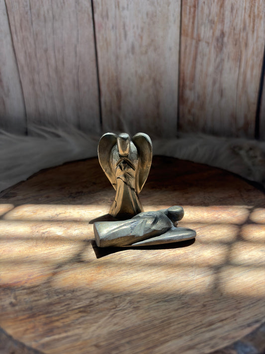 Pyrite crystal angel for wealth protection and positive energy decor