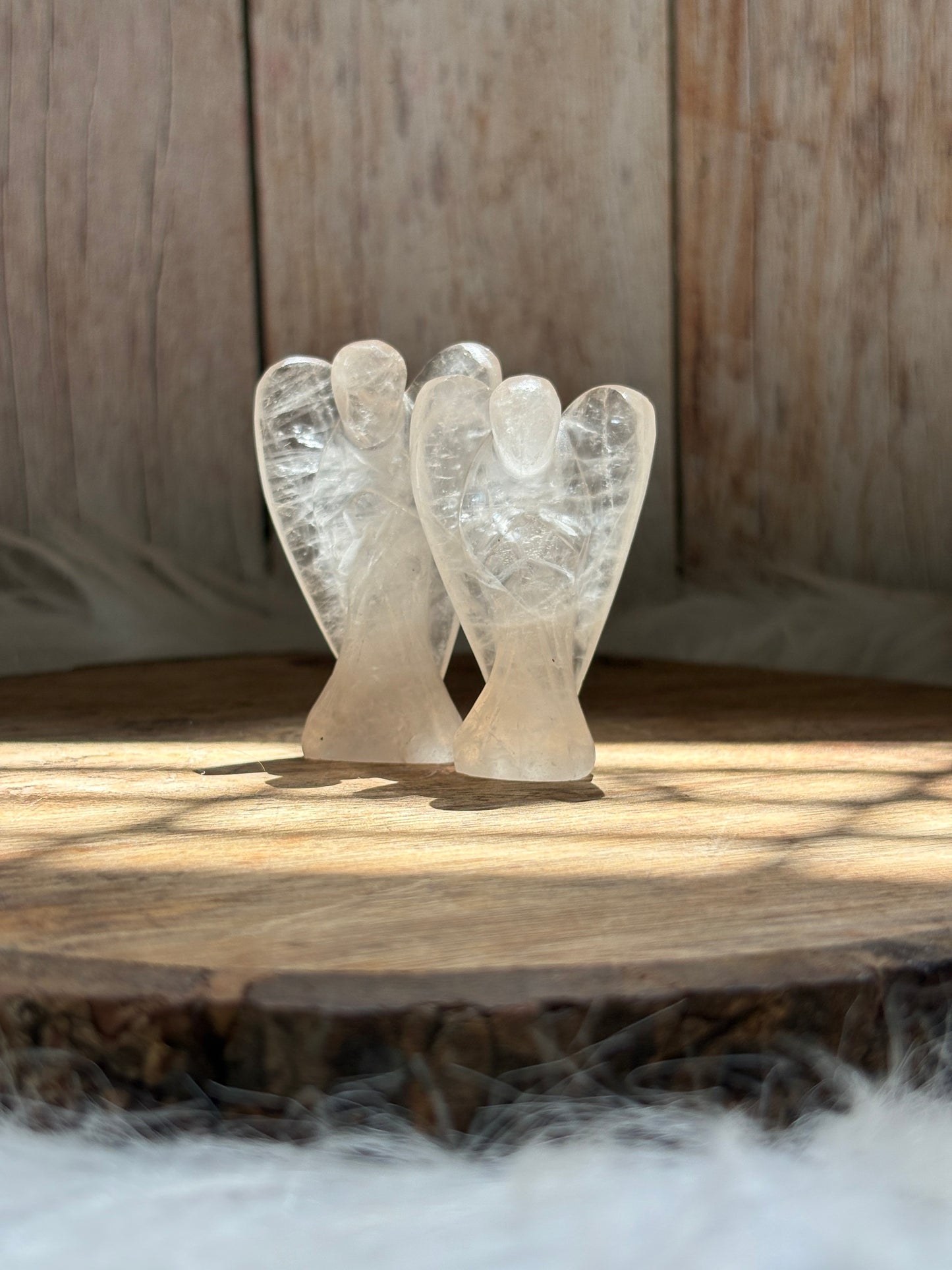 Clear quartz crystal angel for healing clarity and positive energy