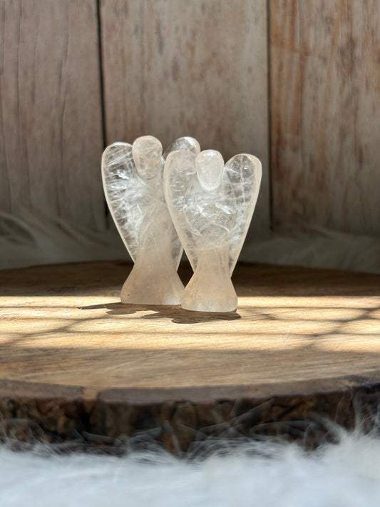 Clear quartz crystal angel for healing clarity and positive energy