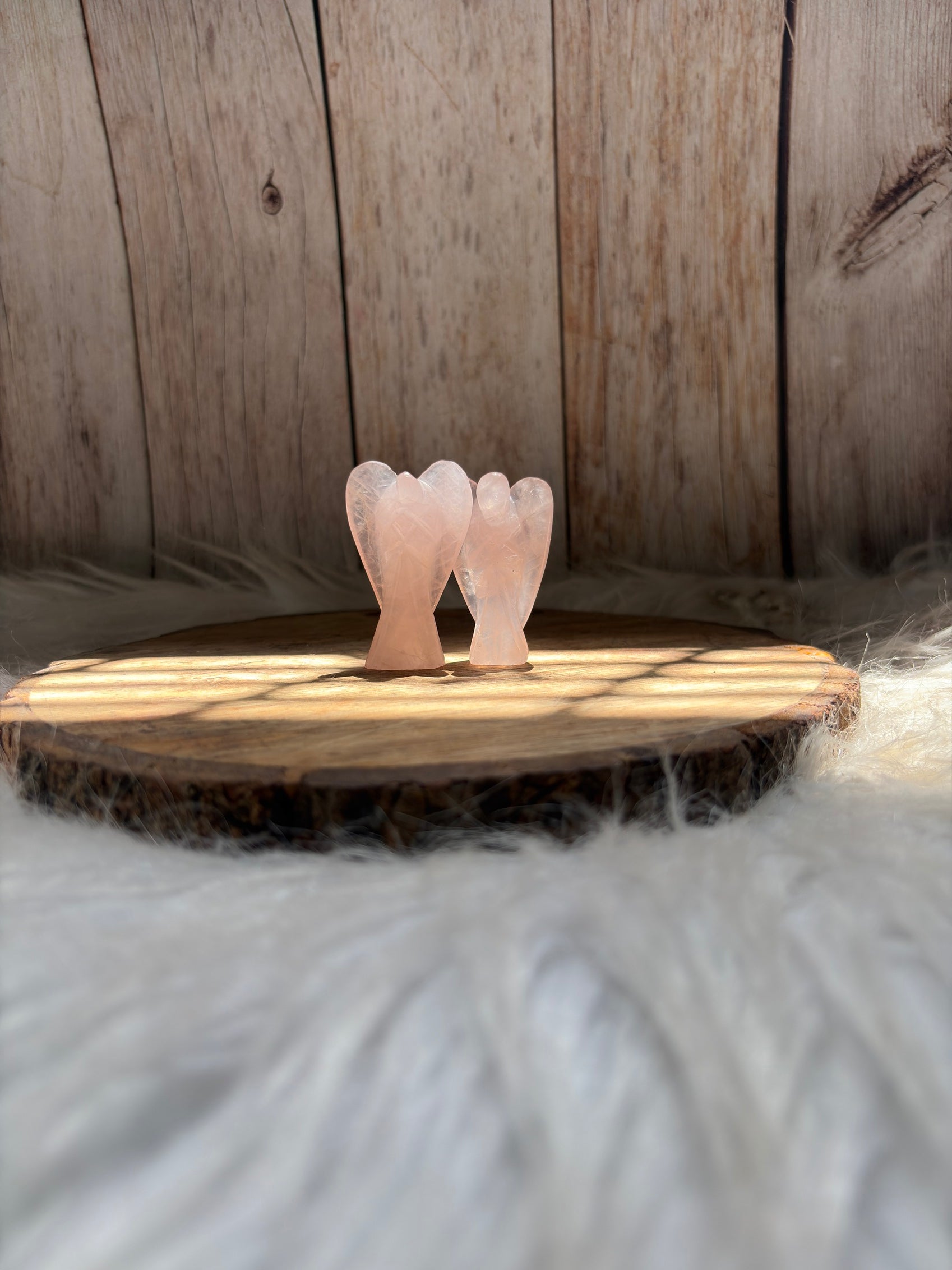 Hand carved rose quartz crystal angel figurine for home and altar decor