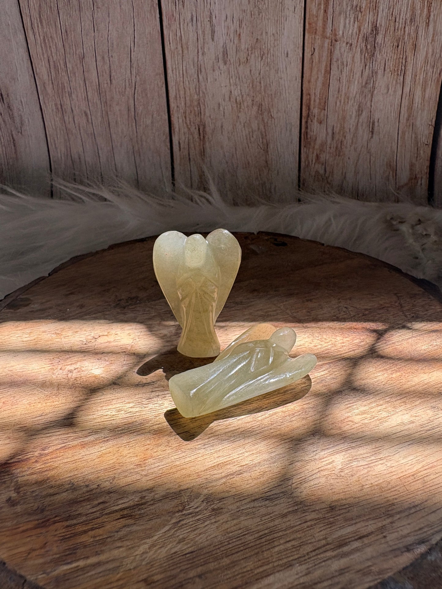 Hand carved green aventurine crystal angel figurine for home and altar decor