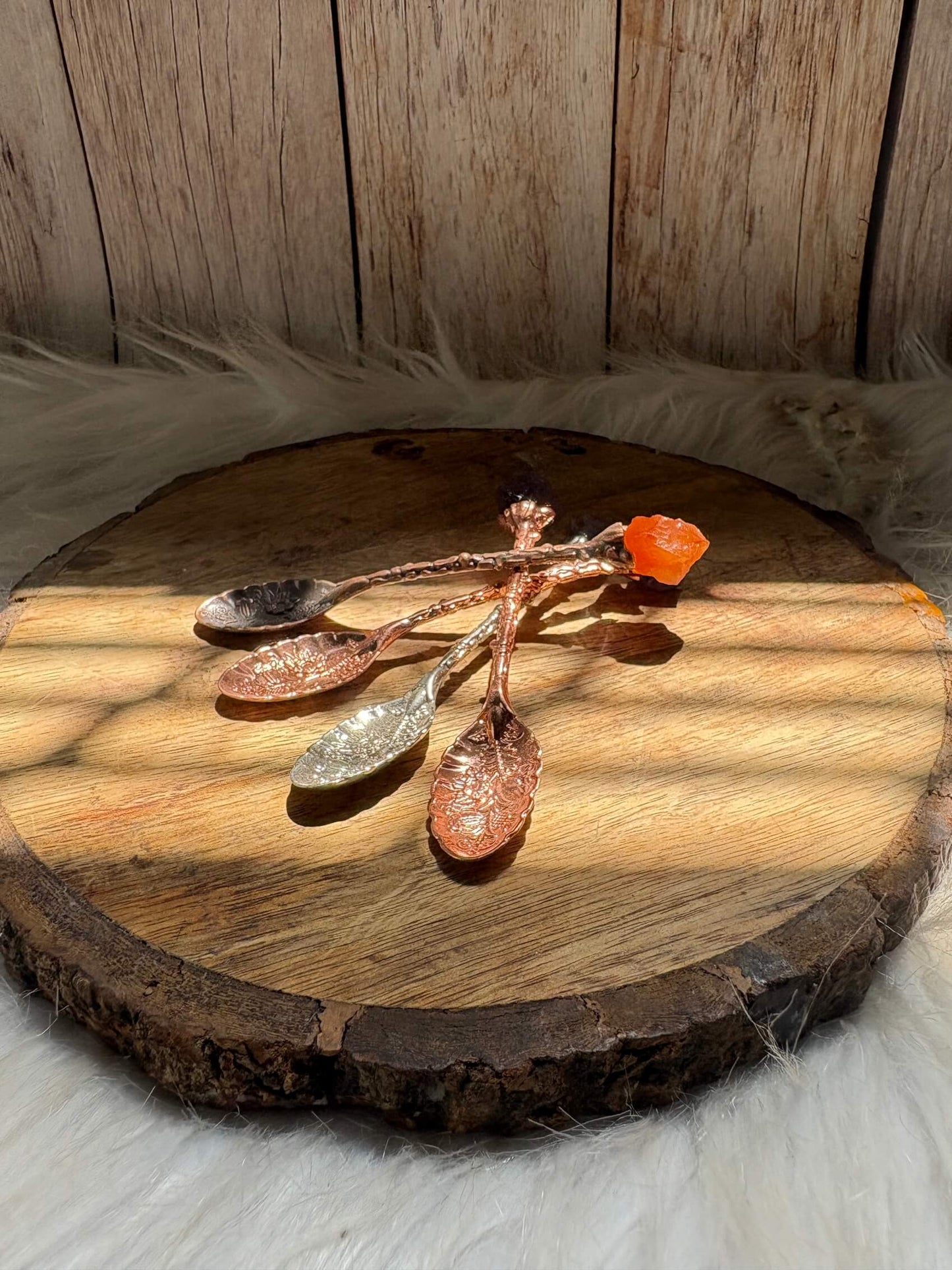 Vintage Carnelian Crystal Spoon for ritual, healing and spiritual use