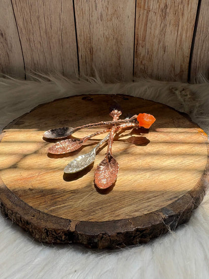 Vintage Carnelian Crystal Spoon for ritual, healing and spiritual use