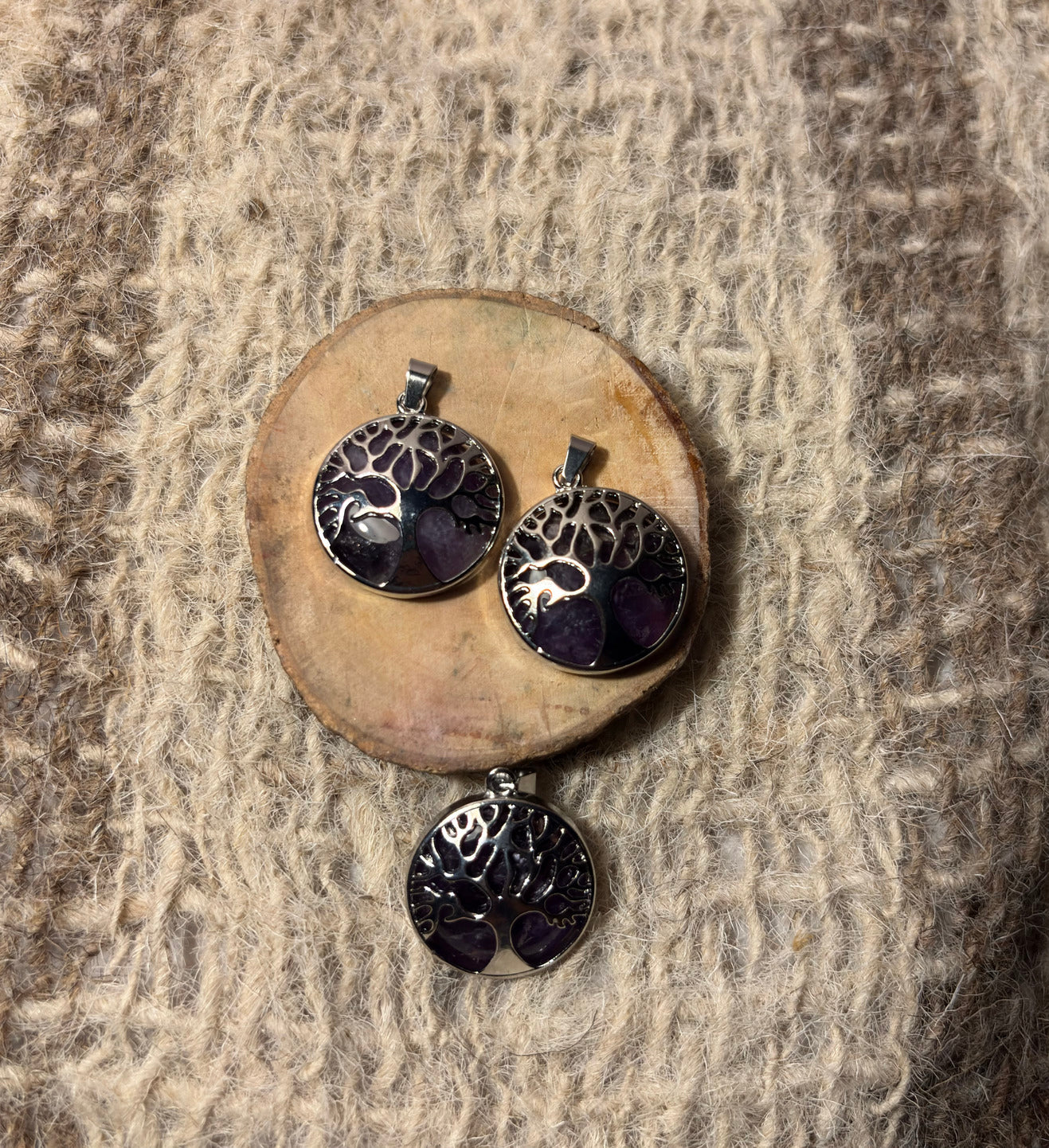 Tree of Life Amethyst Crystal Pendant for protection, intuition, and spiritual growth
