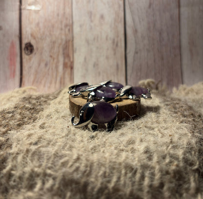 Amethyst Crystal Elephant Pendant for protection, intuition, spiritual growth, and emotional healing