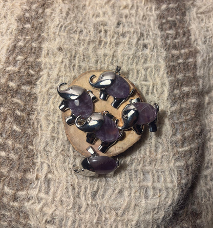 Amethyst crystal elephant necklace for Third Eye Chakra activation and spiritual awareness