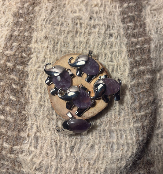 Amethyst crystal elephant necklace for Third Eye Chakra activation and spiritual awareness