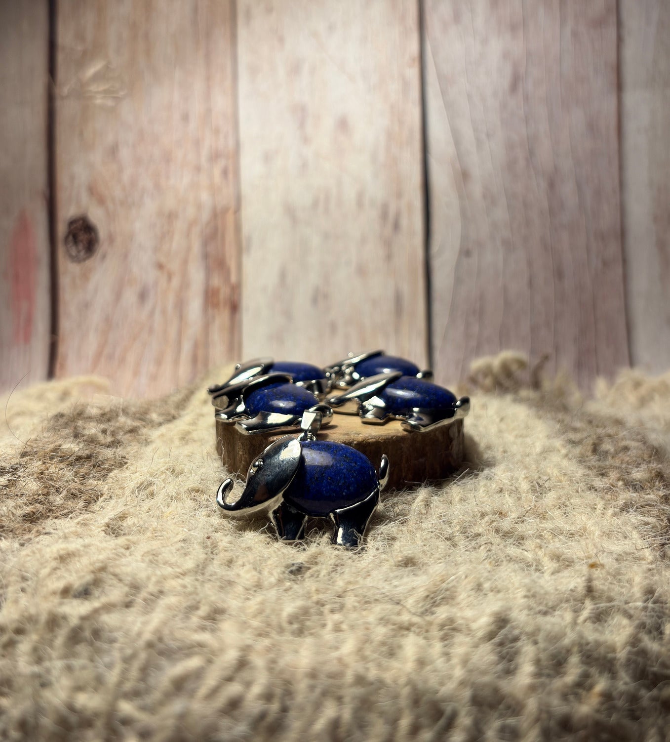Lapis Lazuli Crystal Elephant Pendant for wisdom, intuition, confidence, and self-expression