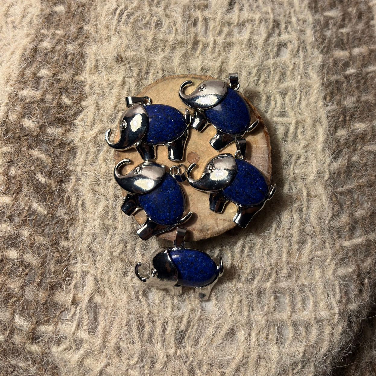 Lapis Lazuli crystal elephant necklace for communication, creativity, and intuition