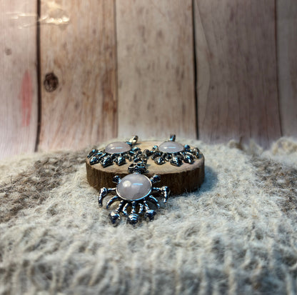 Rose Quartz crystal skull necklace symbolizing love, healing, and transformation