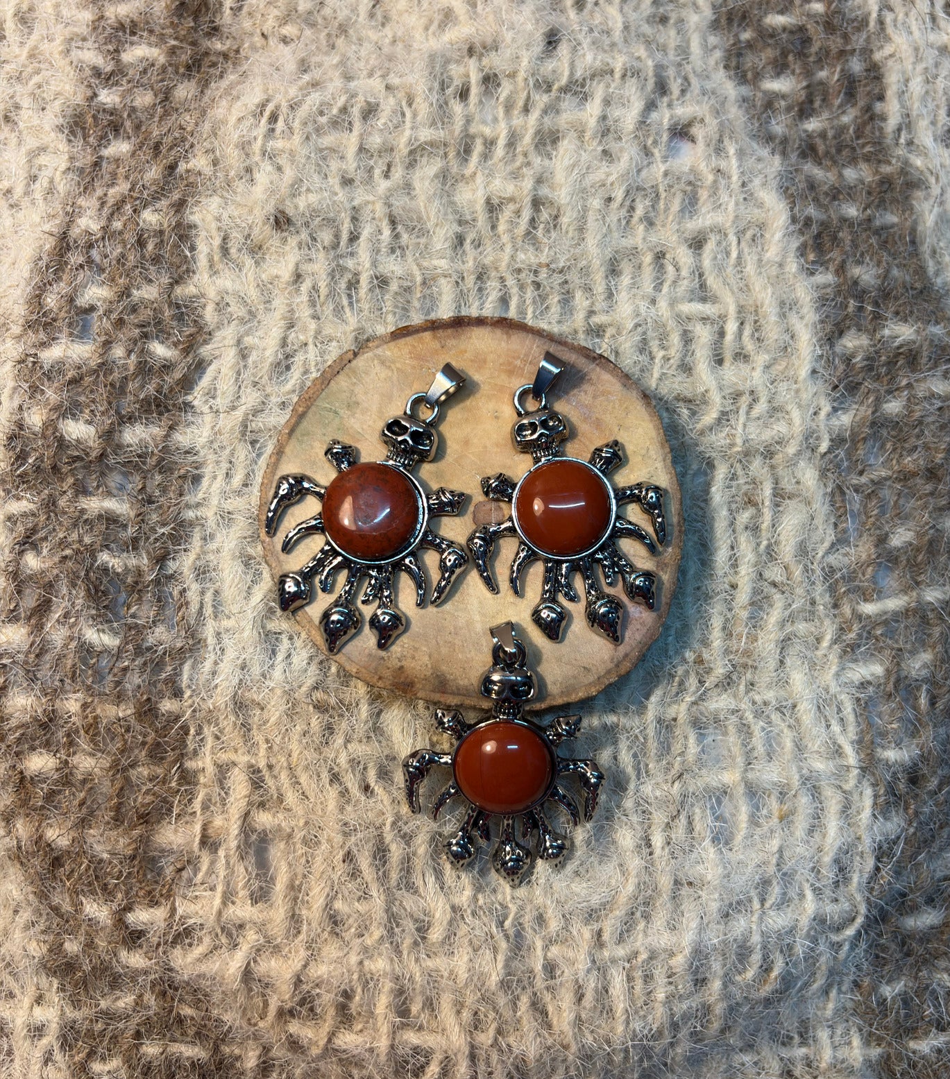 Red Jasper Crystal Skull Pendant for grounding, strength, protection, and confidence
