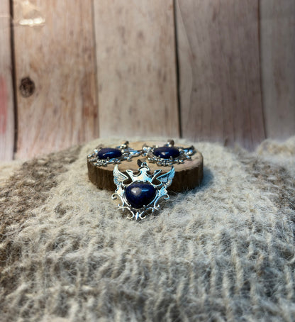 Lapis Lazuli Crystal Heart Of Wings Big Pendant for wisdom, intuition, confidence, and communication