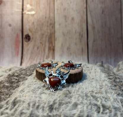 Red Jasper Crystal Heart Of Wings Big Pendant for grounding, strength, vitality, and emotional healing