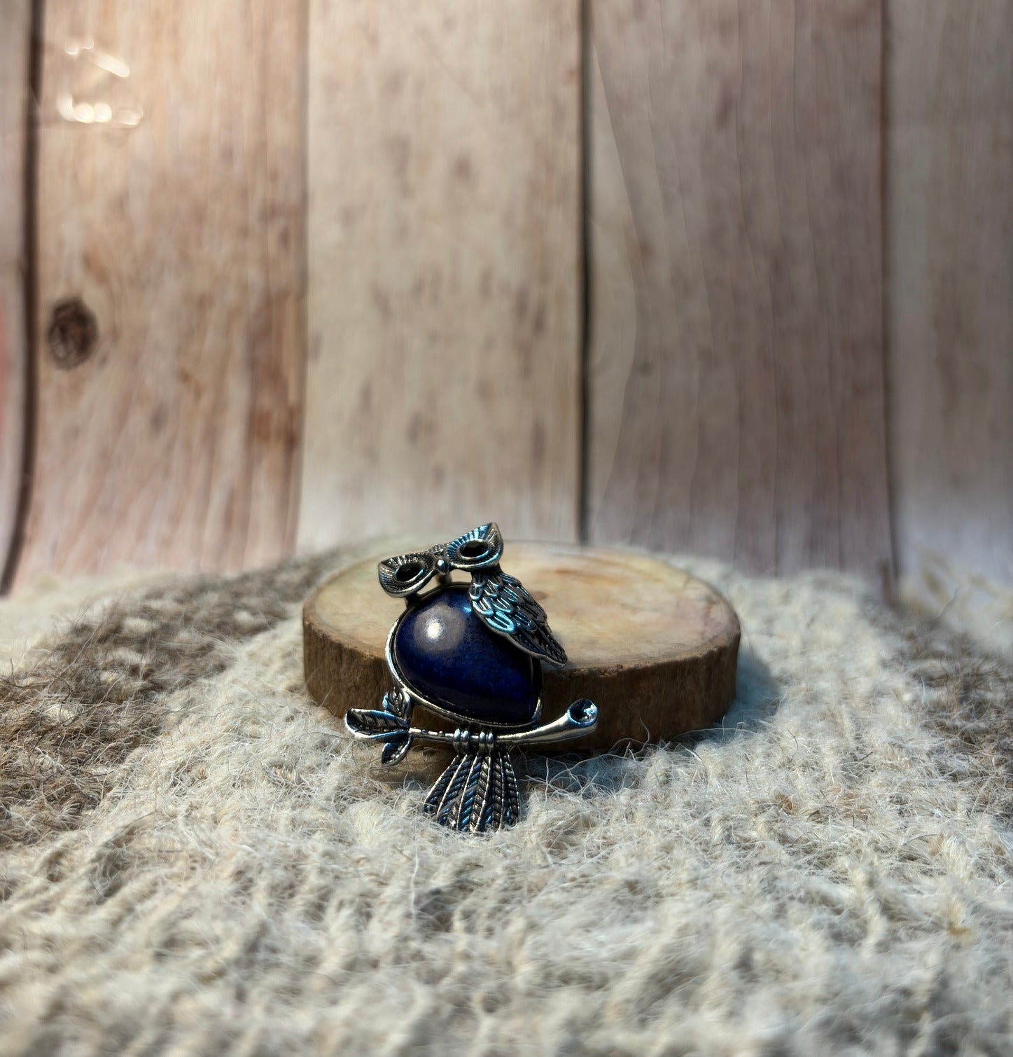 Lapis Lazuli Crystal Owl Pendant for wisdom, intuition, confidence, and communication