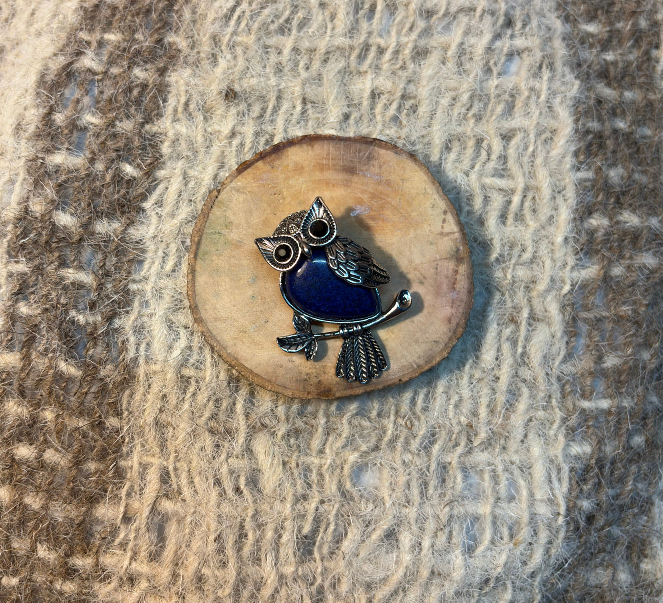 Lapis Lazuli crystal owl necklace for Throat Chakra healing and self-expression