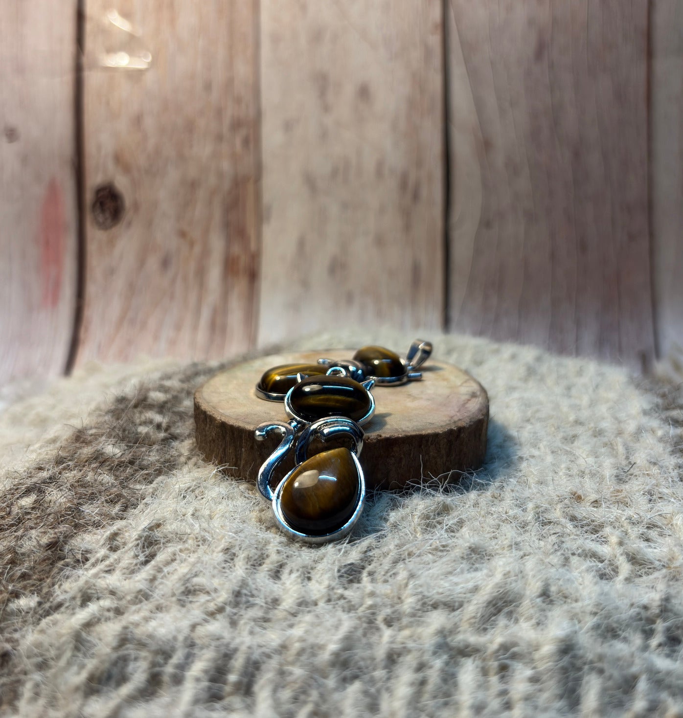 Tiger's Eye Crystal Cat Pendant for abundance, confidence, creativity, and protection