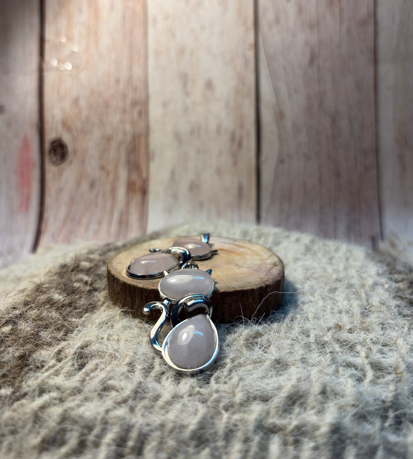 Rose Quartz Crystal Cat Pendant for love, self-love, emotional healing, and Heart Chakra balance