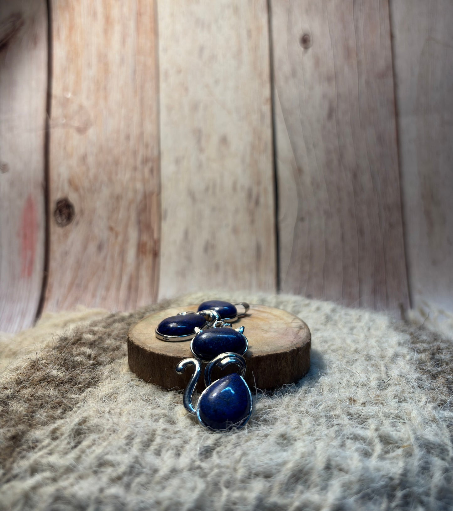 Lapis Lazuli crystal cat necklace for intuition, creativity, and communication