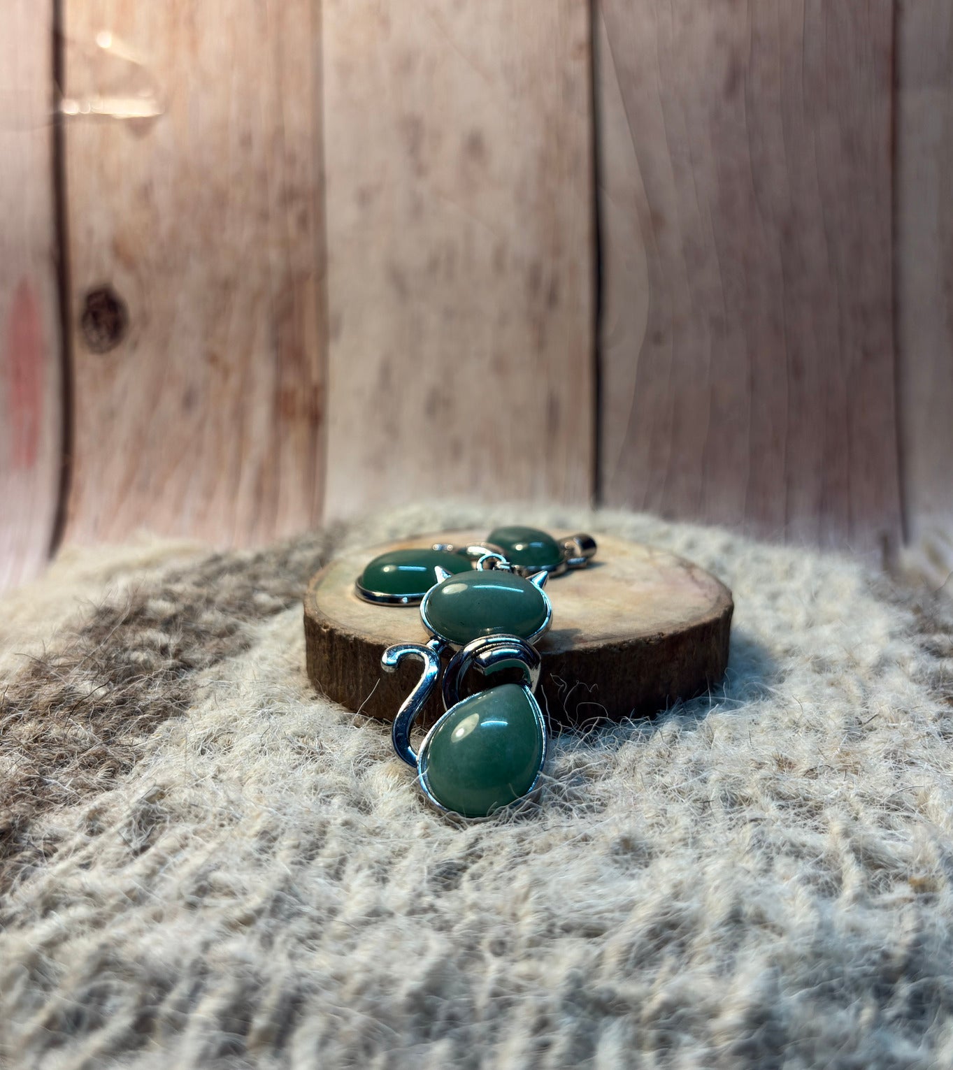 Green Aventurine Crystal Cat Pendant for luck, abundance, prosperity, and new beginnings