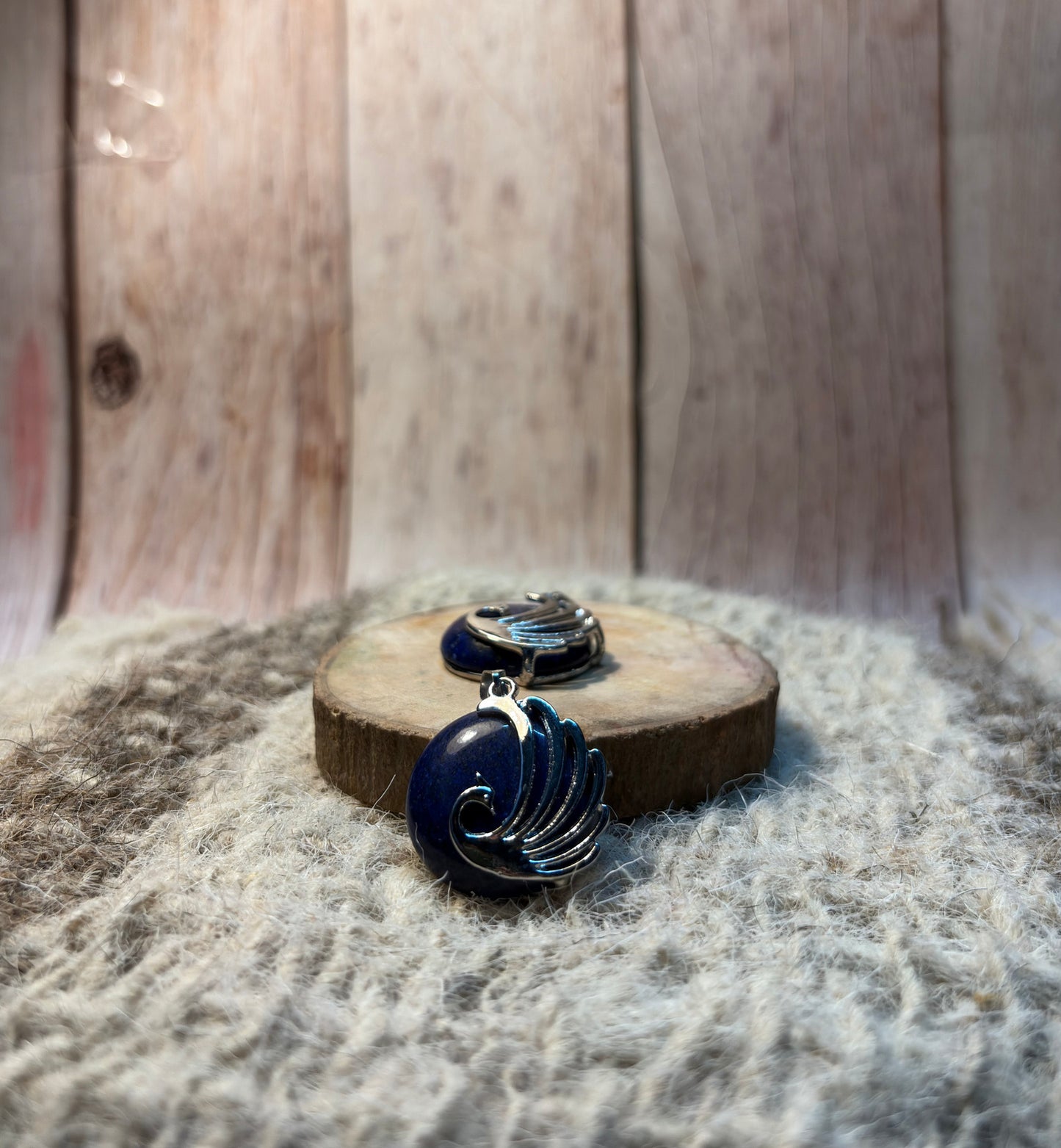 Lapis Lazuli Crystal Peacock Pendant for wisdom, intuition, confidence, and communication
