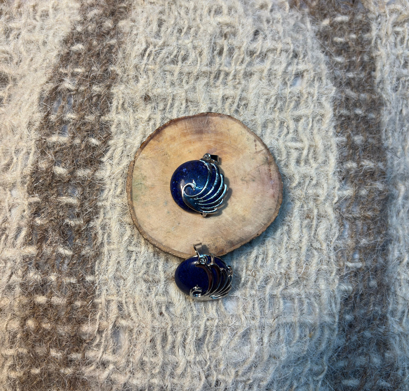 Lapis Lazuli crystal peacock necklace for Throat Chakra healing and self-expression
