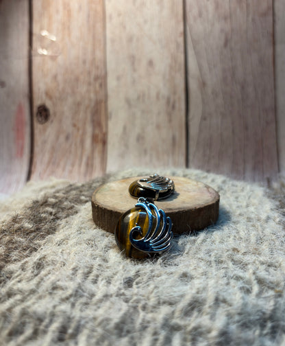 Tiger's Eye crystal peacock necklace for abundance, creativity, and success