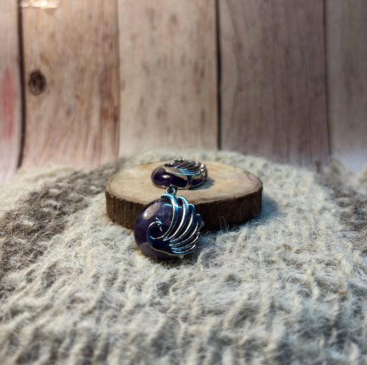 Amethyst Crystal Peacock Pendant for protection, healing, intuition, and spiritual growth