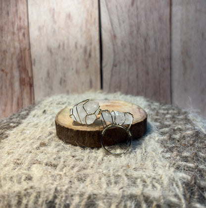 Clear Quartz Crystal Raw Ring for clarity, healing, and spiritual growth