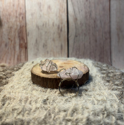 Rose Quartz Crystal Raw Ring for self-love, emotional healing, and Heart Chakra balance