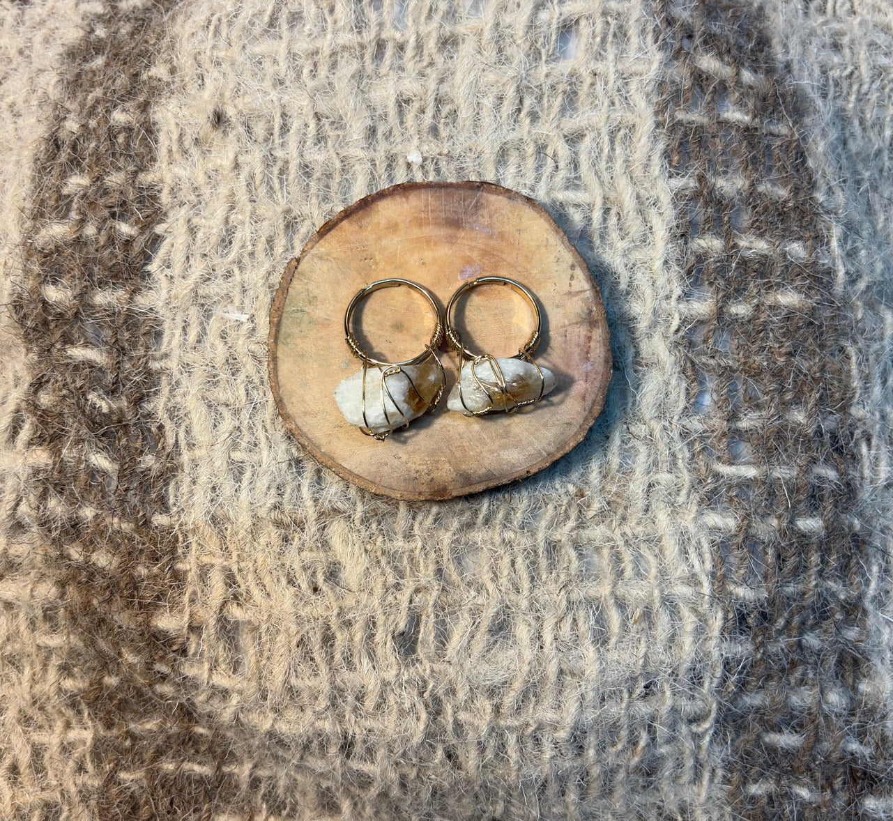 Raw Citrine crystal ring for manifestation, confidence, and prosperity