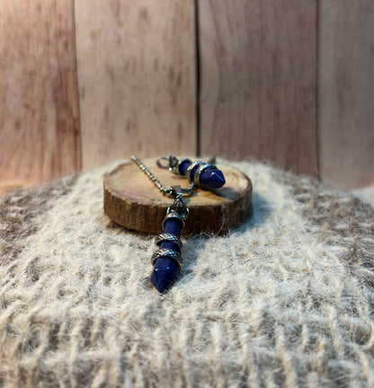 Lapis Lazuli Crystal Snake Point Pendant for wisdom, intuition, confidence, and communication