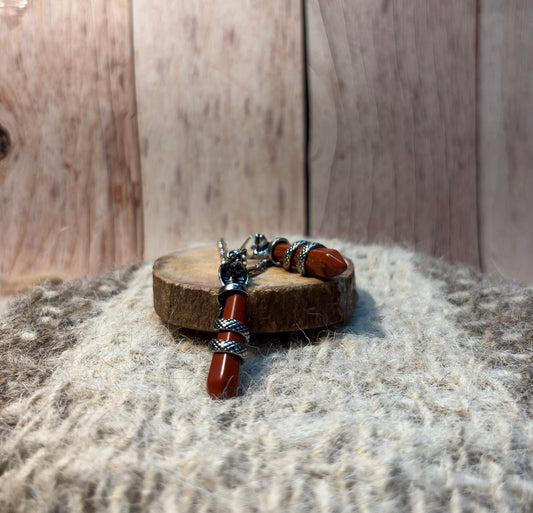 Red Jasper Crystal Snake Point Pendant for grounding, protection, confidence, and personal power