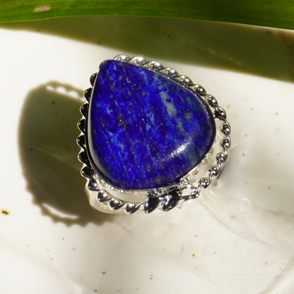 Real Lapis Lazuli Crystal Ring