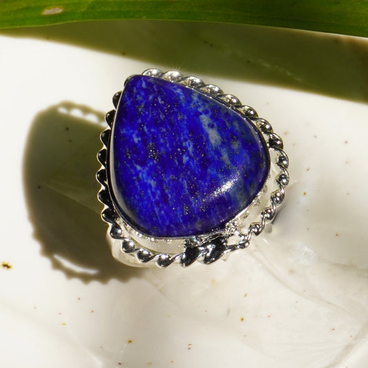 Real Lapis Lazuli Crystal Ring