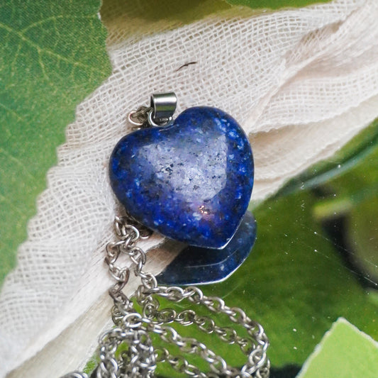 Real Lapis Lazuli Crystal Heart Pendant