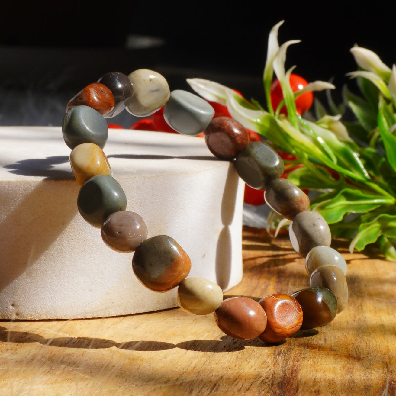 Real Pastel Polychrome Jasper Crystal Tumble Bracelet