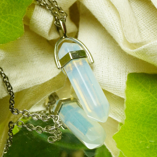 Real Opalite Crystal Point Pendant