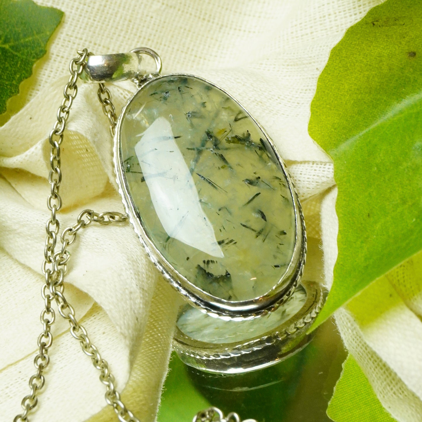 Real Prehnite Crystal Fancy Pendant