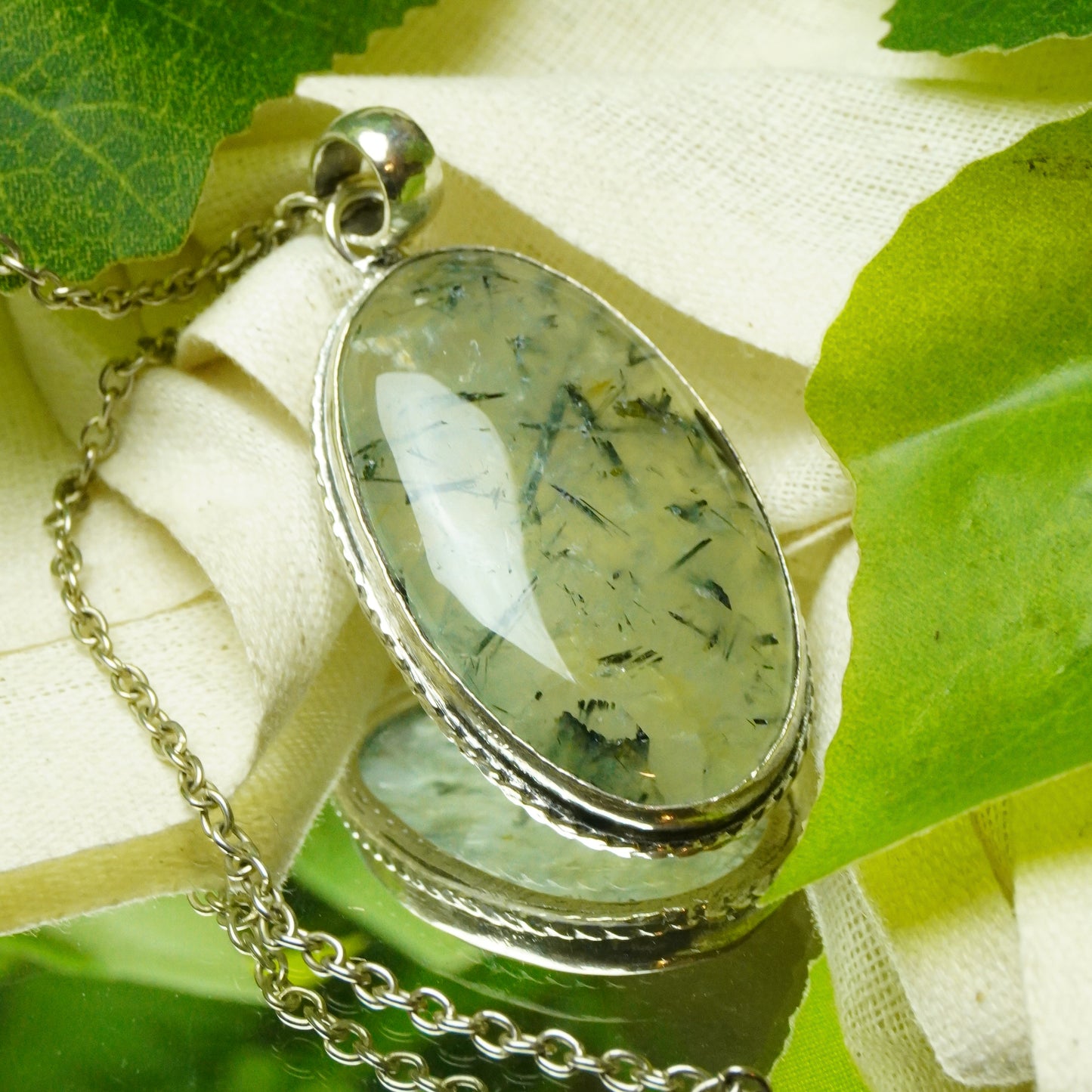 Real Prehnite Crystal Fancy Pendant