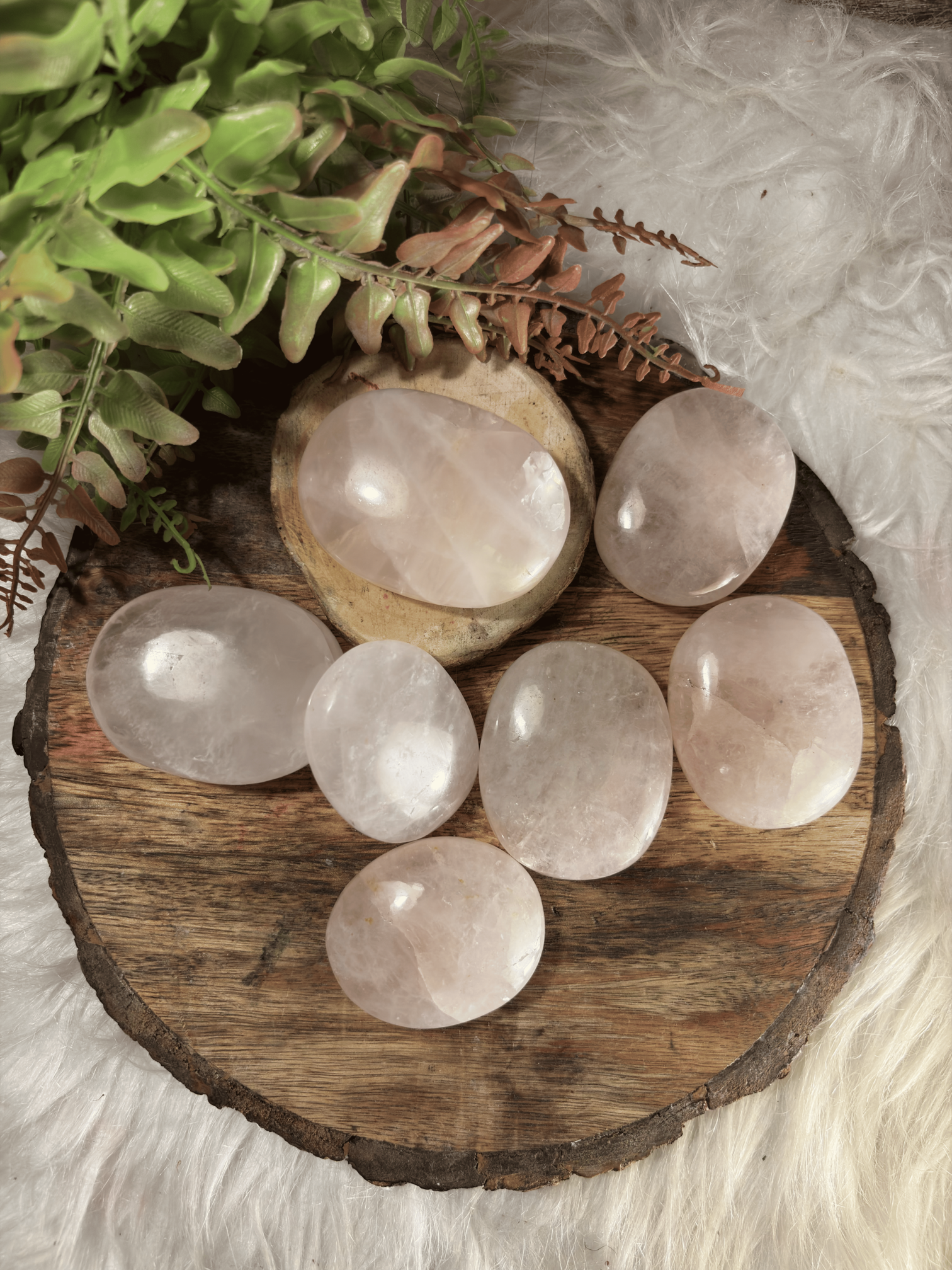 Rose Quartz  Crystal Palm Stone