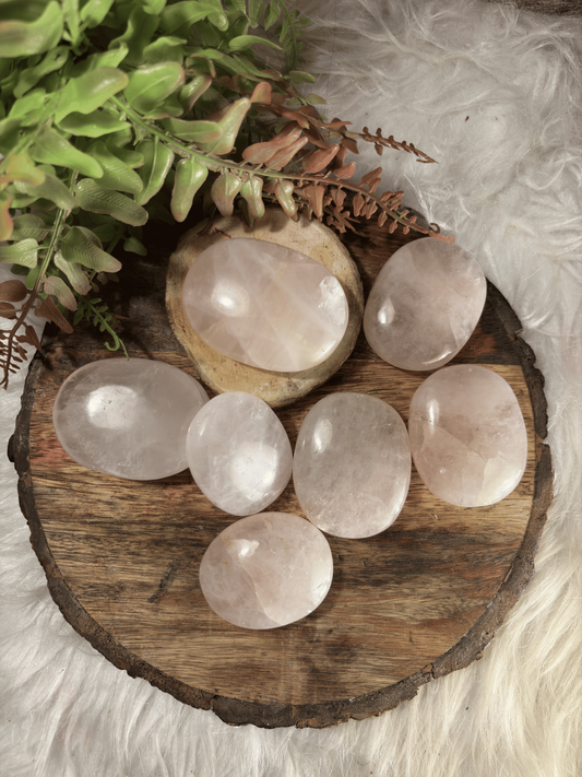 Rose Quartz  Crystal Palm Stone